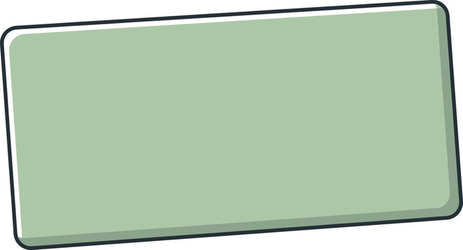 Minimalist sage green rectangle banner, blank horizontal text box with rounded corners, simple flat vector frame for web design and social media
