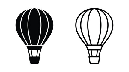 Naklejka premium Hot Air Balloon Silhouette Set On White Background