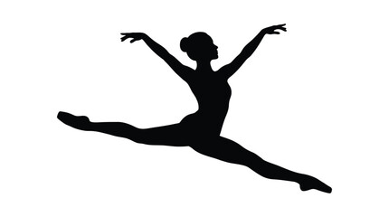 Ballerina Silhouette Against White Background Dynamic Dance Pose © Soniya