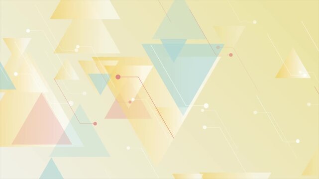 Abstract futuristic tech background with geometric triangles and digital network lines. Colorful pastel motion design. Seamless loop. Video animation Ultra HD 4K 3840x2160