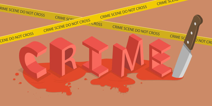 3D Isometric Flat Vector Illustration of Crime, Knife Stained With Blood.