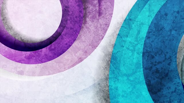 Bright blue violet abstract grunge circles geometric seamless looping motion background