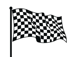 Naklejka premium Waving Checkered Flag on Pole - Racing Finish Line Symbol