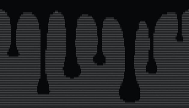 Pixelated liquid melting drip effect with horizontal line pattern on dark grey backdrop.