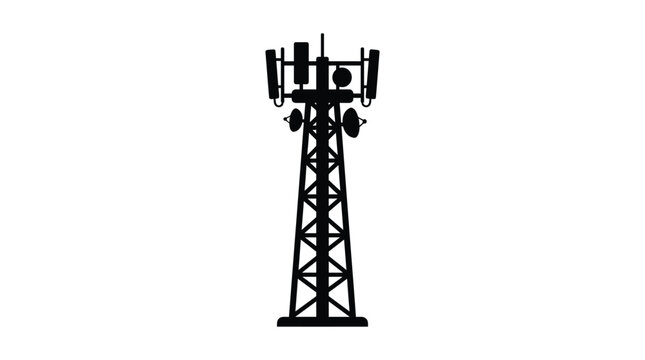 Cell tower silhouette on a white background simplified vector design