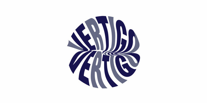 Vertigo effect on text, creating a dizzying and disorienting visual illusion with the word vertigo distorted and reflected.