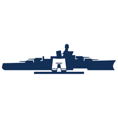 Naval warship silhouette icon with military battleship maritime silhouette protection transport © Nisha