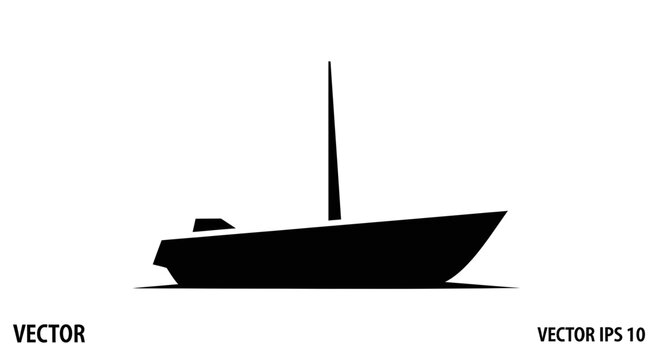 Black Silhouette Sailboat Icon Vector Graphic
