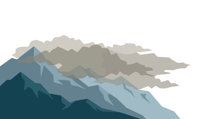 Layered blue mountain range with cloudy sky. © Noemi
