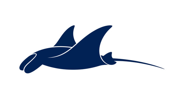 Minimalist manta ray silhouette vector illustration.