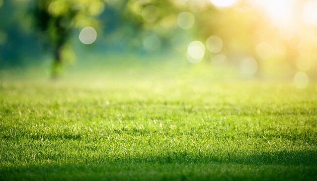 Defocused Bokeh Background Of A Green Field On A Sunny Day