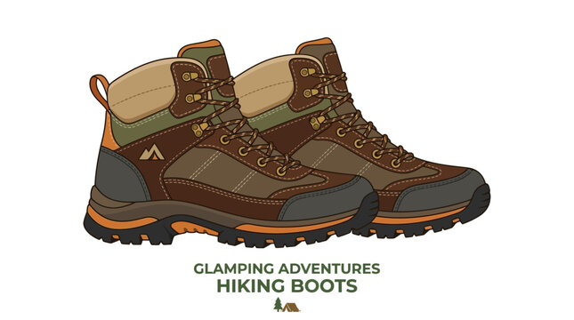 Glamping adventures begin with sturdy hiking boots on trails