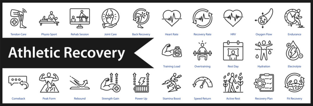 Athletic Recovery web icon set and collection