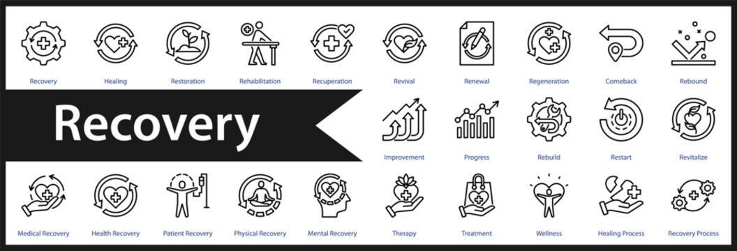 Recovery web icon set and collection