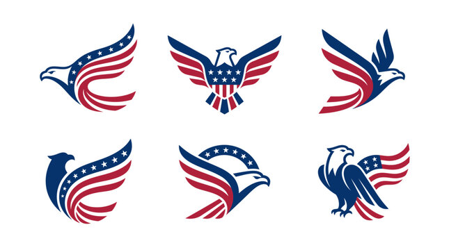 American eagle logos with flag elements