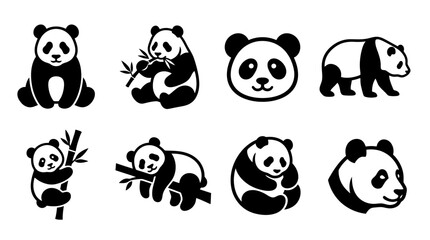 Giant panda silhouette icons collection © Penjual