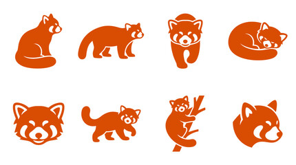 Orange red panda silhouette icons © Penjual_klp