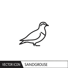 Fototapeta premium Sandgrouse Bird Vector Icon. Outline Silhouette of a Wild Bird.