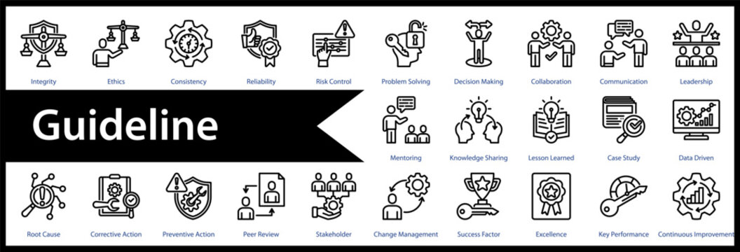 Guideline web icon set and collection