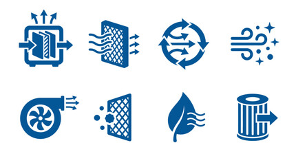 Ventilation icons show air filtration and industrial purification systems. © reihan