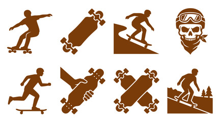 Longboarding silhouettes and downhill skating icons. © reihan