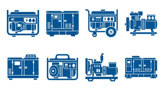 Portable and industrial power generator icons