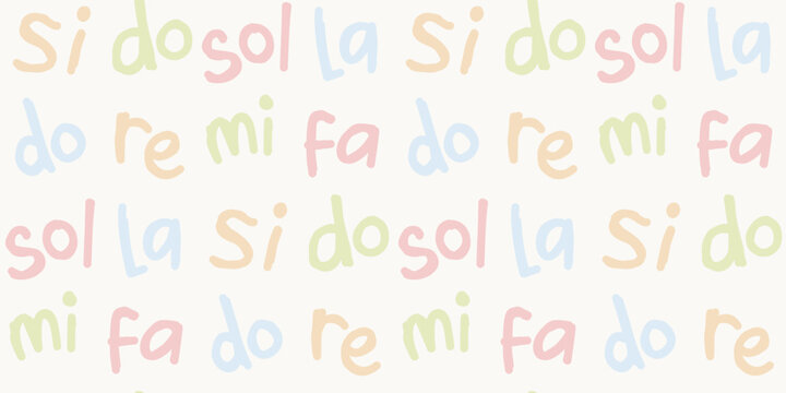 Seamless minimal do re mi musical lettering and stripes background pattern
