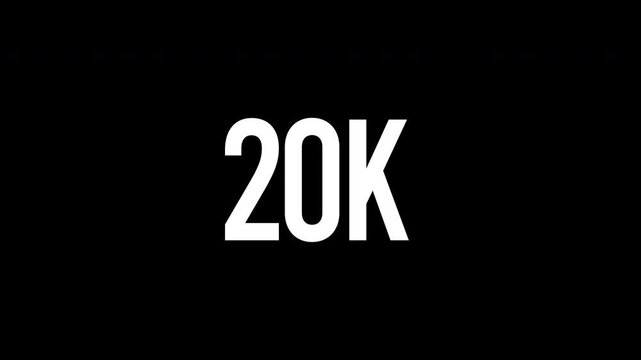 20k typography text animation featuring a smooth zoom out reveal effect with a vibrant white neon glowing outline on a solid dark black background video clip