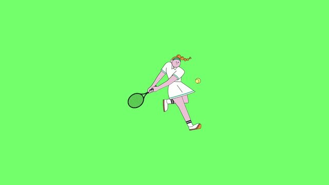 Flat Vector Animation of Diverse Athletes Playing Sports on Green Screen