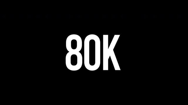 High-quality 80k text animation incorporating a bright white neon glow outline reveal effect and dramatic zoom out movement for marketing templates