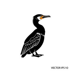 Fototapeta premium Stylized Black Cormorant Bird Illustration Vector