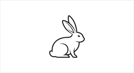 Obraz premium Simple Line Art Illustration of a Cute Rabbit.