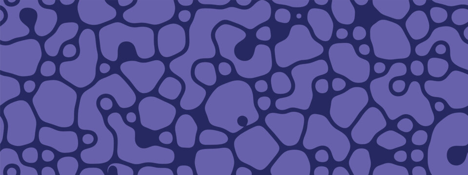Seamless pattern of organic amoeba-like shapes in purple and dark blue