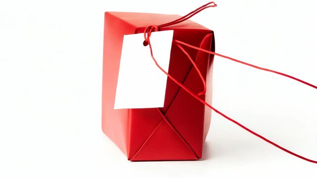 A festive red gift box tied with red ribbons, ready for giving.
