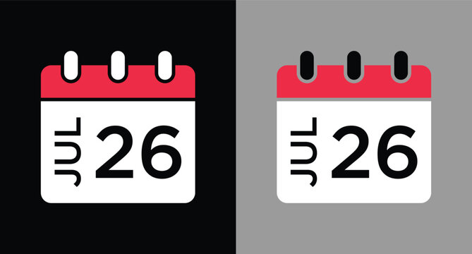 calendar - July 26 icon illustration isolated vector sign symbol