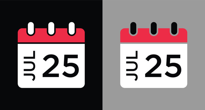 calendar - July 25 icon illustration isolated vector sign symbol