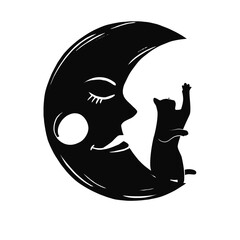 Cat Playing with Crescent Moon Icon © Gisella