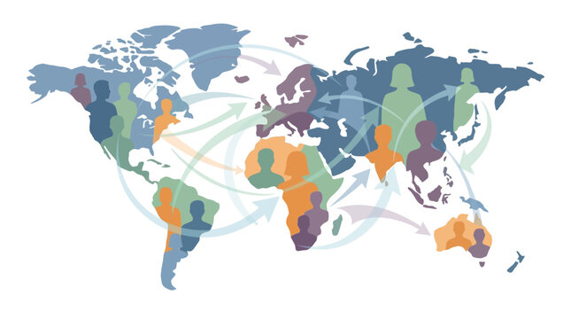 Global connections and world map.