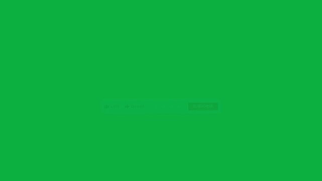 Subscribe Button Text and Social Media Engagement UI Animation on Green Screen