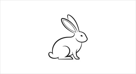 Fototapeta premium Minimalist Line Art of a Cute Rabbit Sitting Gracefully.