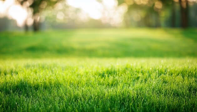 D Burred Defocus Green Grass Field Background