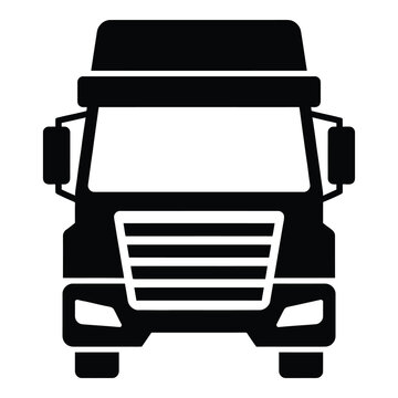 Black silhouette of a large truck front view illustration icon