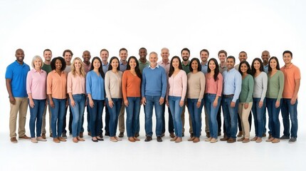 Obraz premium Large diverse group of multicultural people posing together in a row.
