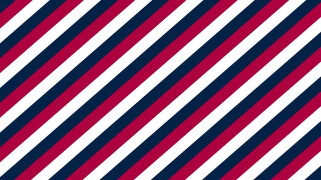 Blue, Red, and White Diagonal Stripes Animated Pattern. Diagonal Stripes Motion background