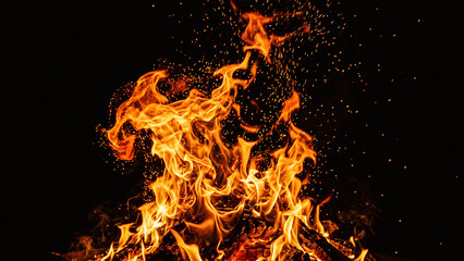 Fototapeta premium High resolution image of flames and flying embers