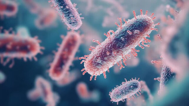 High-resolution micrograph of virus particles.