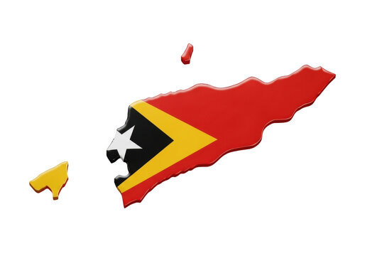 3d render of the map of east timor with the national flag isolated on transparent background