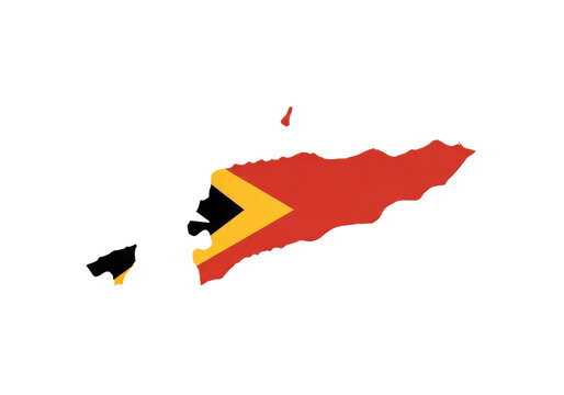 Flat 2d map of east timor with the national flag isolated on transparent background