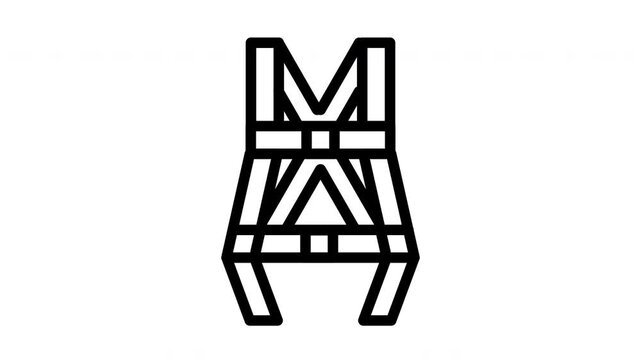 Safety Harness Line Art Icon Looping Animation for Fall Protection Concept