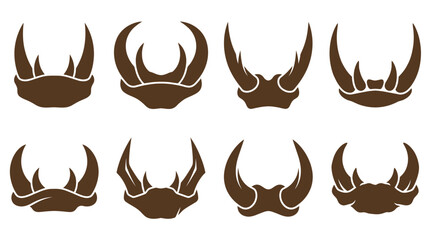 Brown animal horn and tusk silhouette icon collection. © ksatria